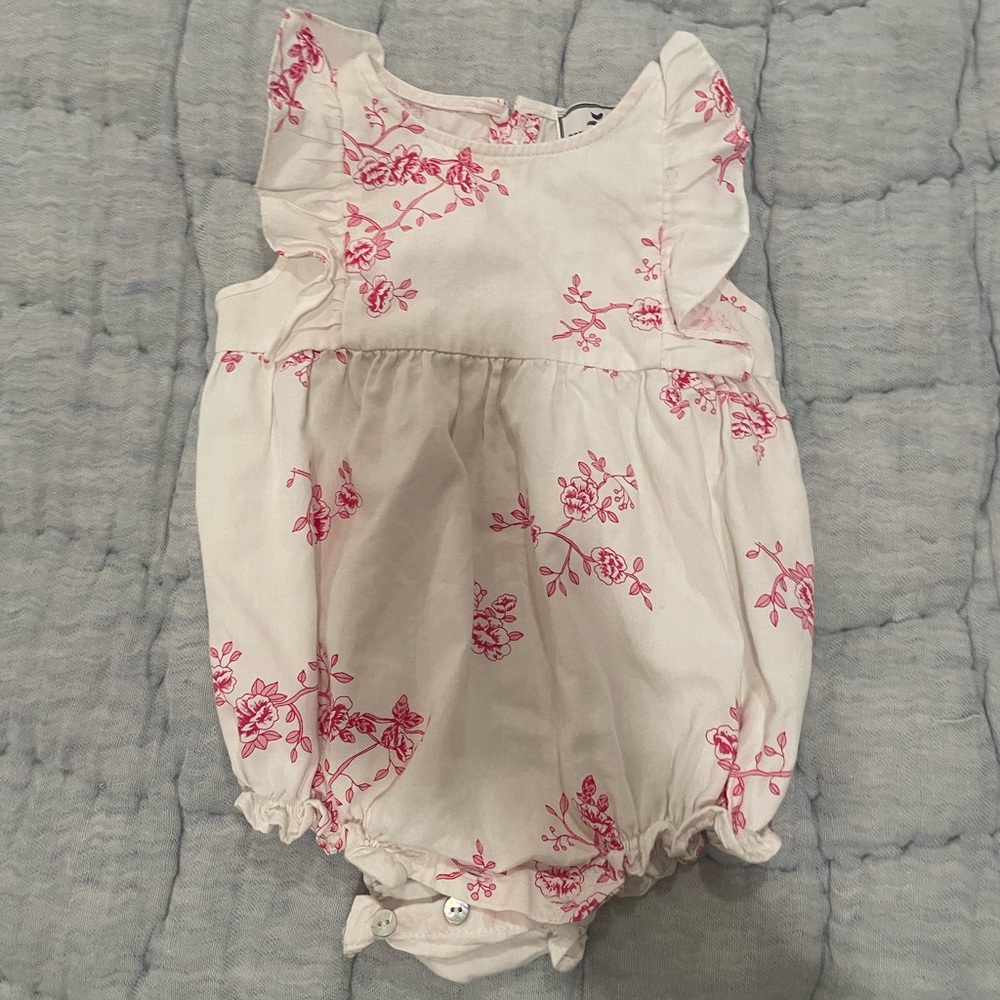 Petite Plume English Rose Ruffle Romper, 12-18 months